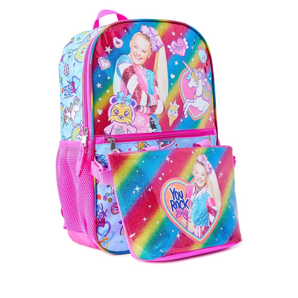 Jojo Siwa 17" Laptop Backpack 2-Piece Set with Lunch Tote Bag, Pink Multi-Color